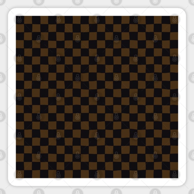 Wonky Checkerboard, Black and Brown Magnet by Niemand